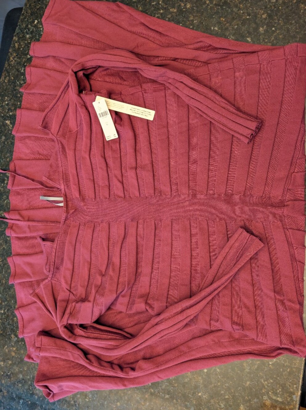 Anthropologie Cold Shoulder Knit Maxi Dress Wine Sweater Dress Pleated Halter - Picture 5 of 16